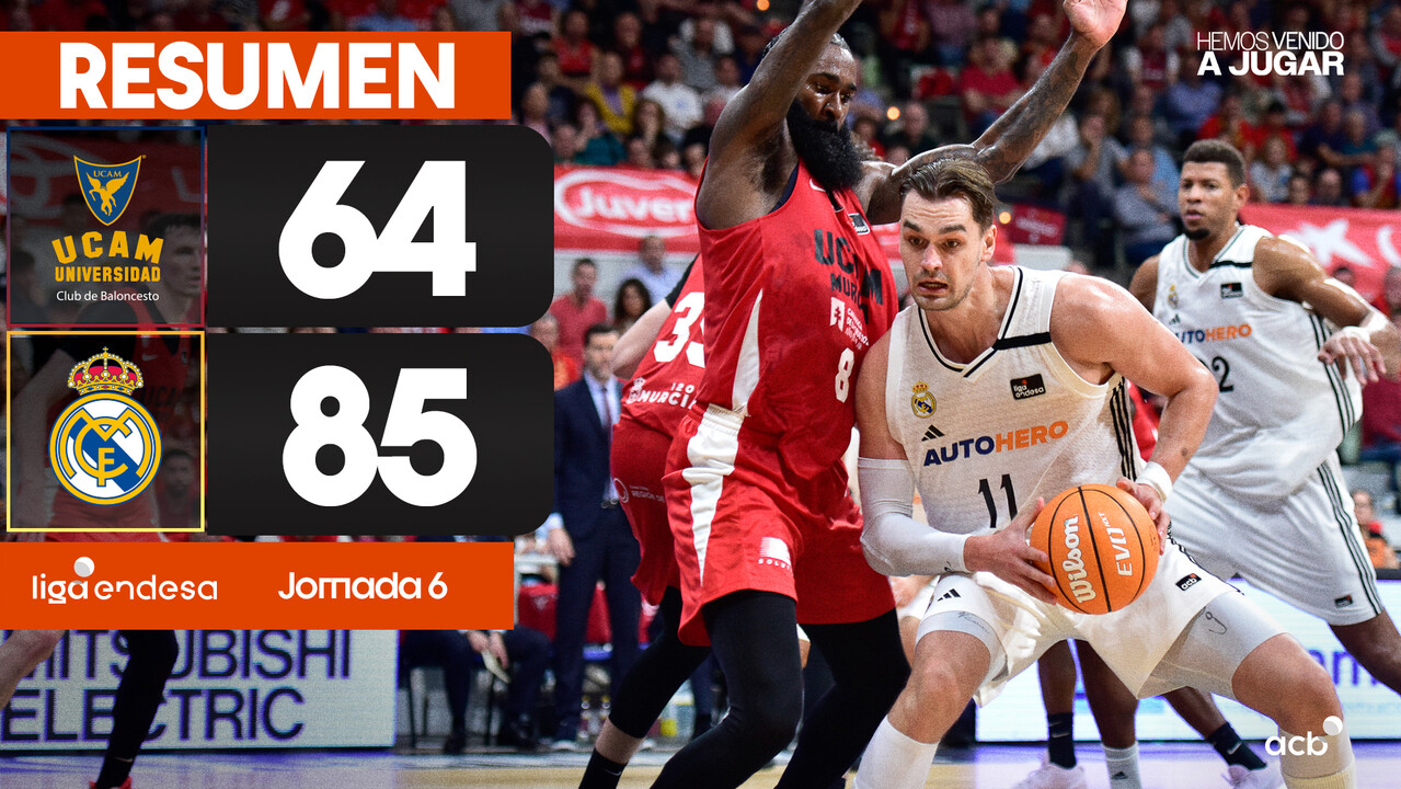 Resumen UCAM Murcia 64 - Real Madrid 85 (J6)