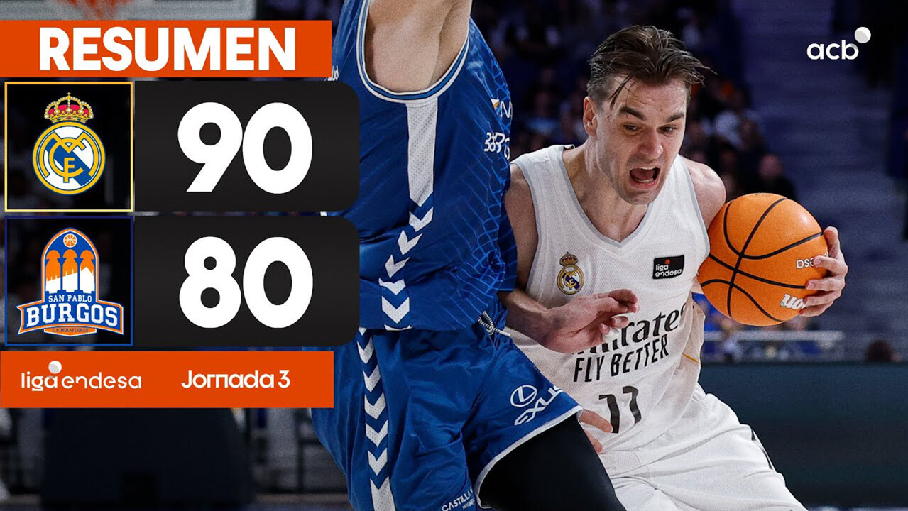 Resumen Real Madrid 90 - Recoletas Salud Burgos 80 (J3)