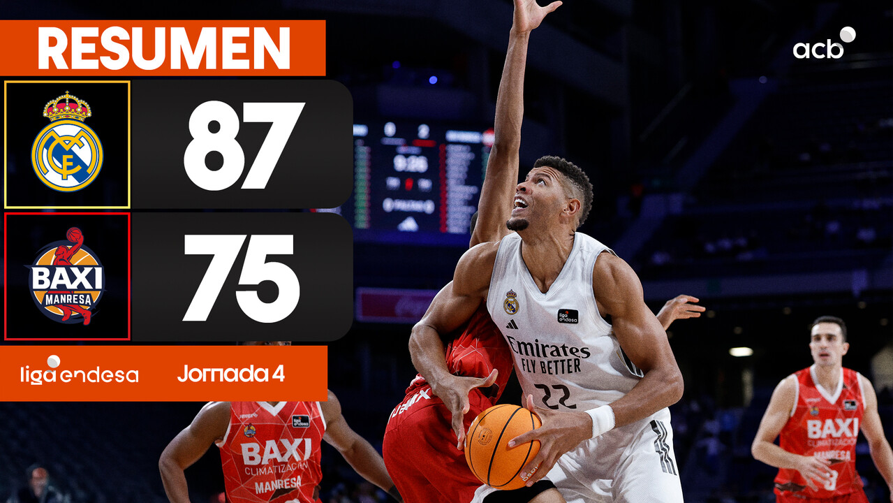 Resumen Real Madrid 87 - BAXI Manresa 75 (J4)