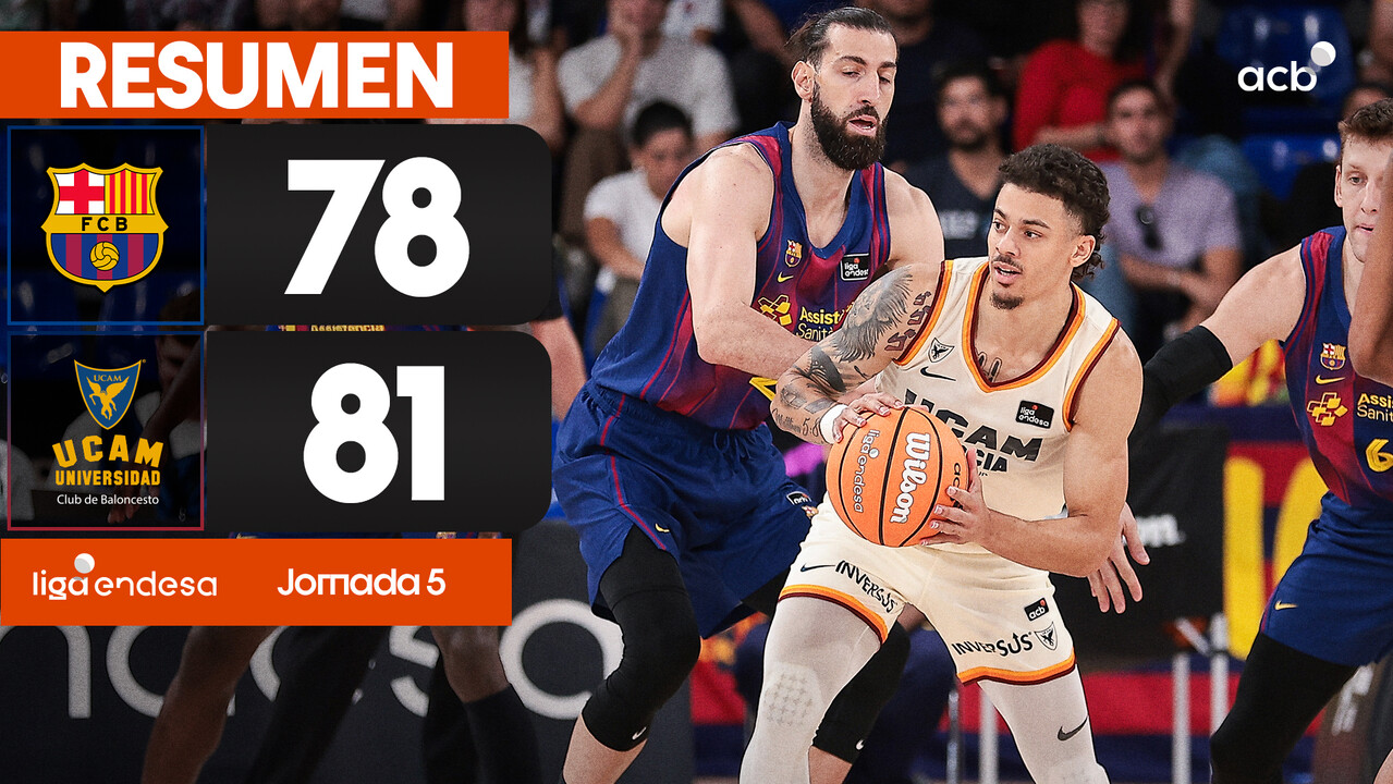 Resumen Bar&ccedil;a 78 - UCAM Murcia 81 (J5)