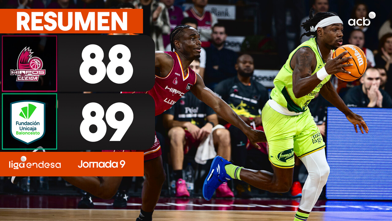 Resumen Hiopos Lleida 88 - Unicaja 89 (J9)