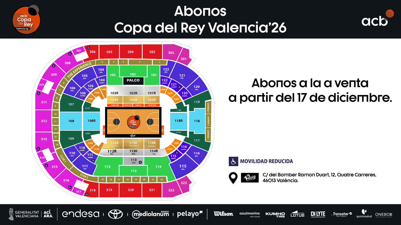 A la venta los abonos para la Copa del Rey Valencia 2026