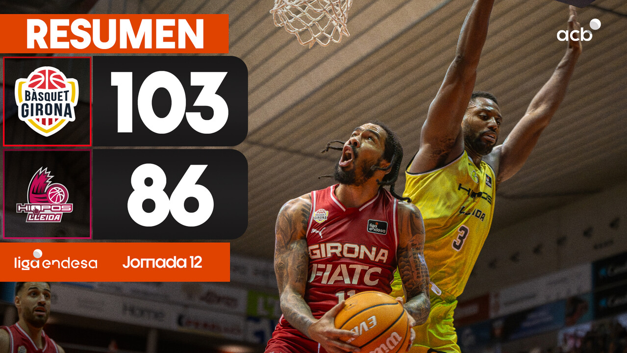 Resumen B&agrave;squet Girona 103 - Hiopos Lleida 86 (J12)