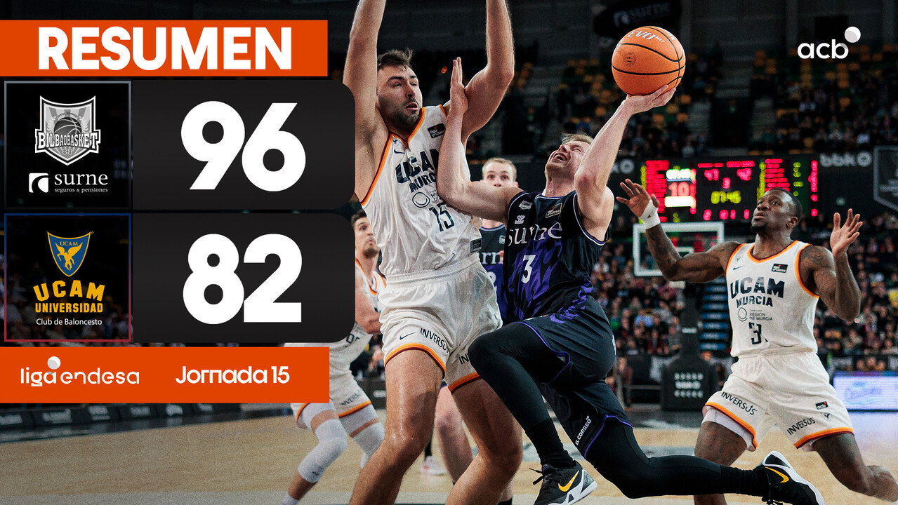 Resumen Surne Bilbao 96 - UCAM Murcia 82 (J15)