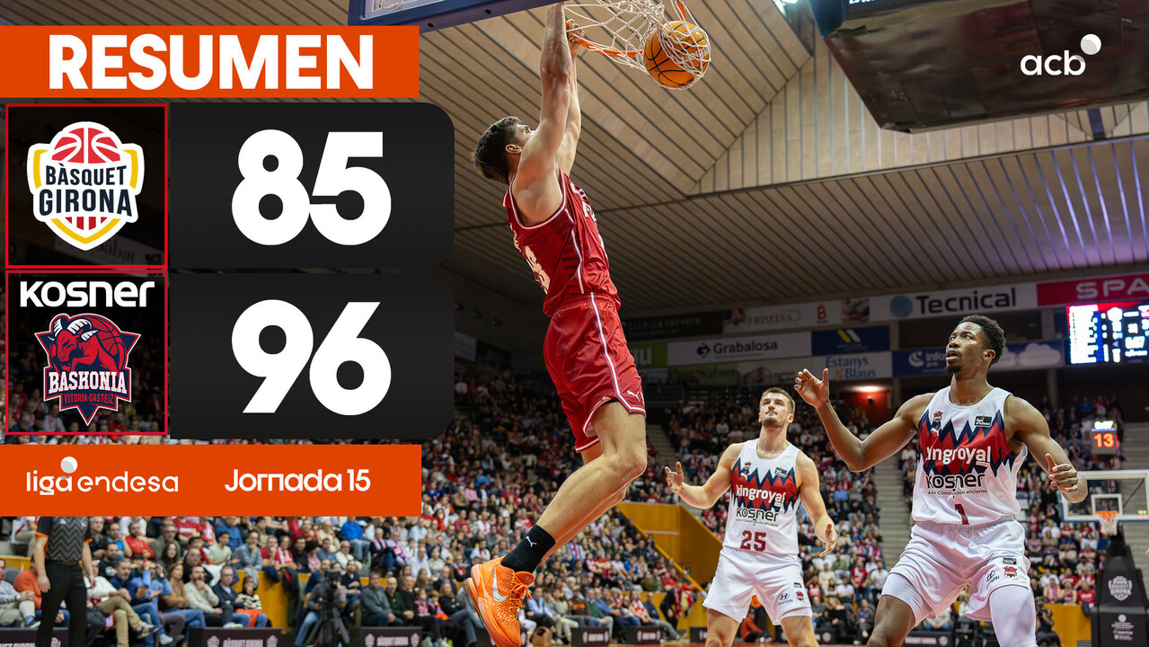 Resumen B&agrave;squet Girona 85 - Kosner Baskonia 96 (J15)