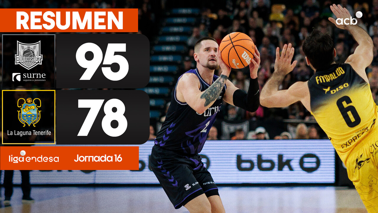 Resumen Surne Bilbao 95 - La Laguna Tenerife 78 (J16)