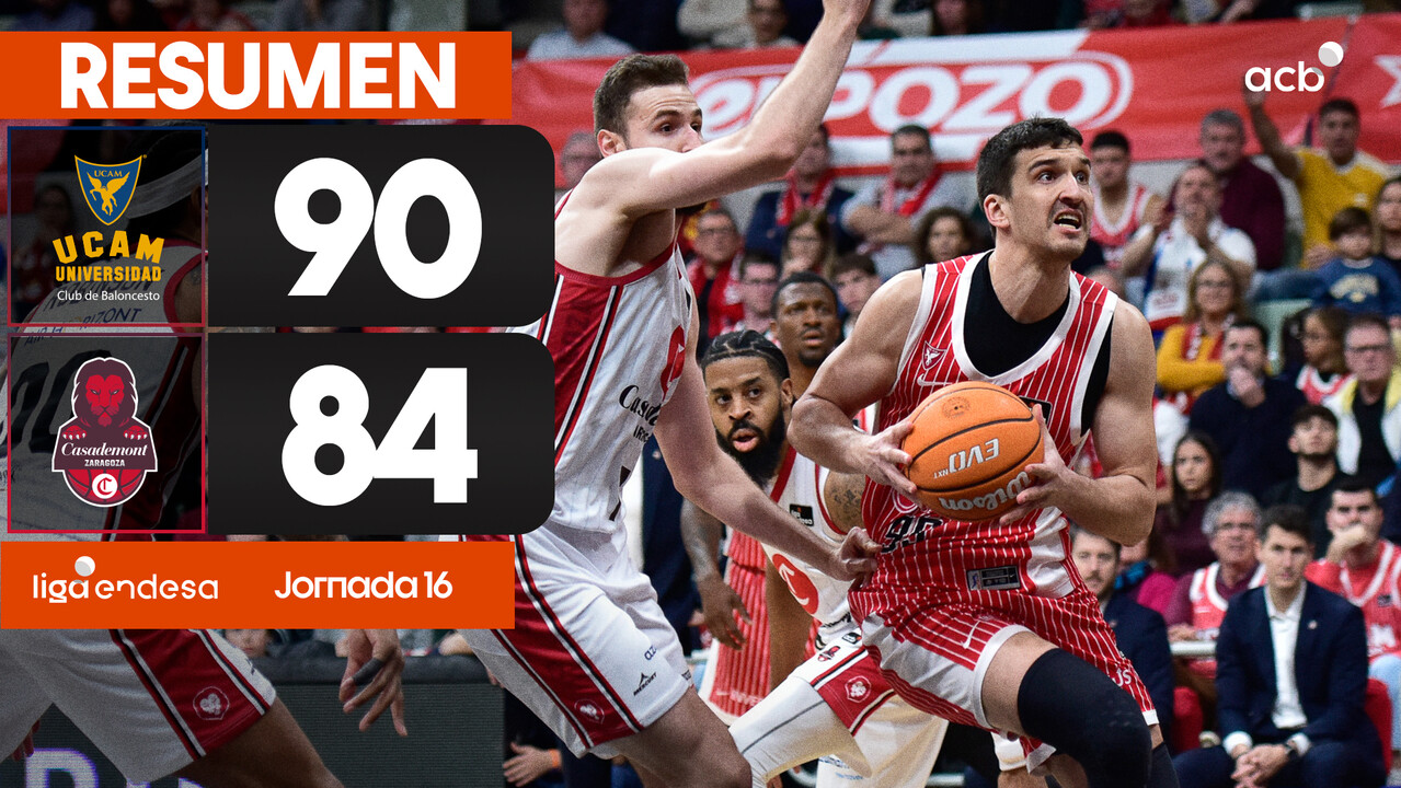 Resumen UCAM Murcia 90 - Casademont Zaragoza 84 (J16)