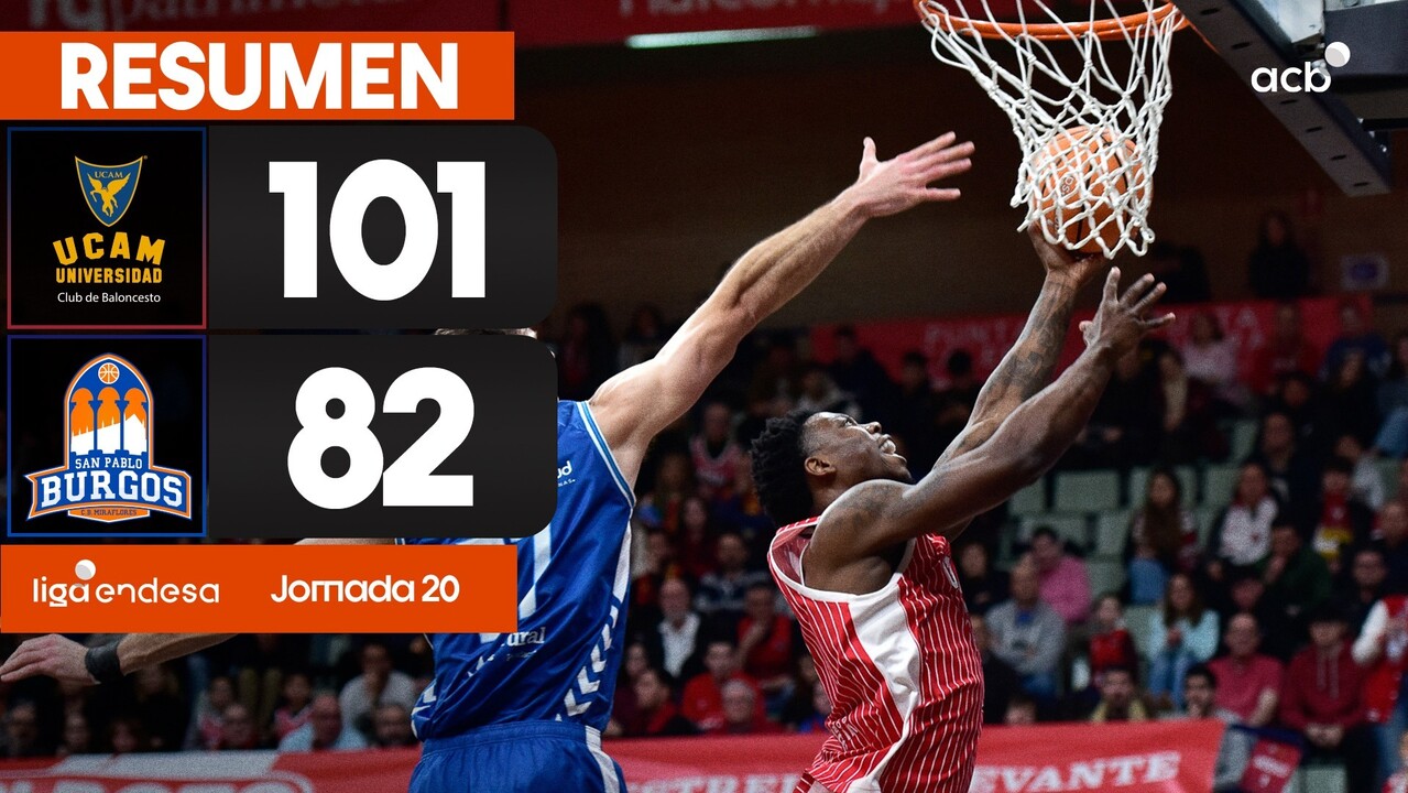 Resumen UCAM Murcia 101 - Recoletas Salud SPB 82 (J20)