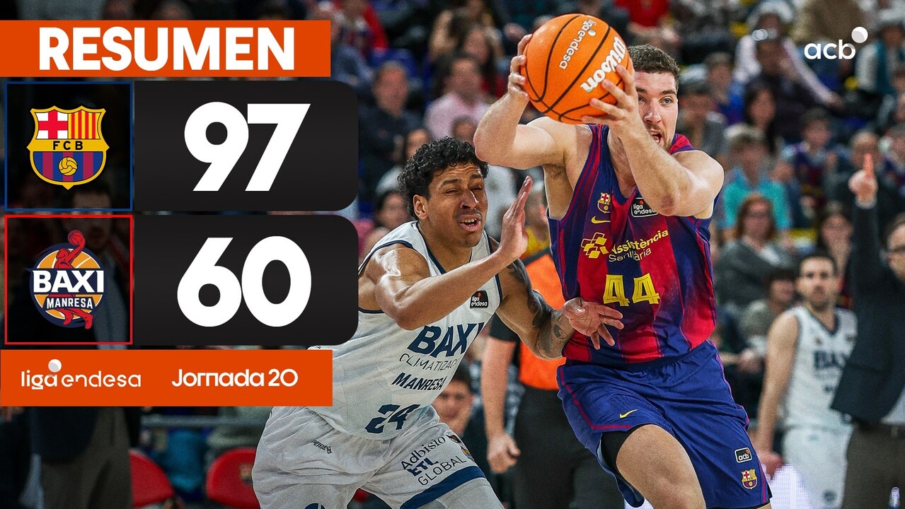 Resumen Bar&ccedil;a 97 - BAXI Manresa 60 (J20)